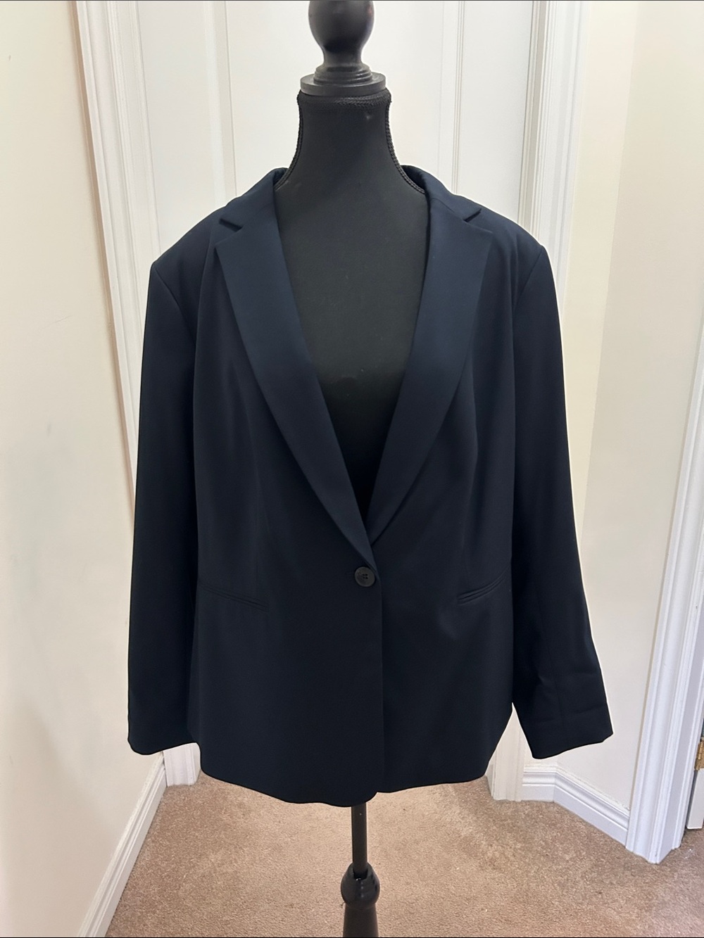 H & M Womens Navy Single-Button Blazer Jacket NWOT